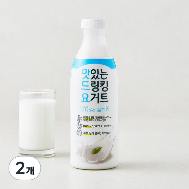 남양유업 맛있는 드링킹 요거트 플레인, 2개, 1개입, 735ml