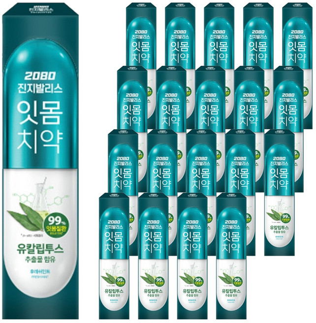 2080 진지발리스 후레쉬민트 유칼립투스향 치약, 150g, 20개