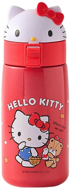 Sanrio 三麗鷗 Hello Kitty 第2代造型彈跳保溫杯 KT-T500A, 紅色, 1個, 500ml