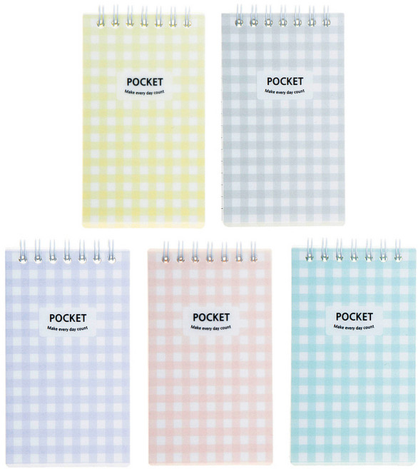 탐사 포켓 스프링 메모장 60매, 혼합색상, 5개입