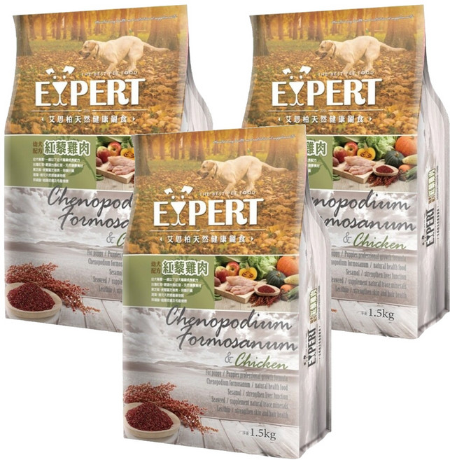 福壽實業 EXPERT 艾思柏 幼犬專用配方, 紅藜雞肉, 1.5kg, 3袋
