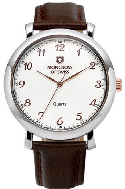 몽크로스 남성용 3핸드 쿼츠 가죽 손목 시계 MS1811MF