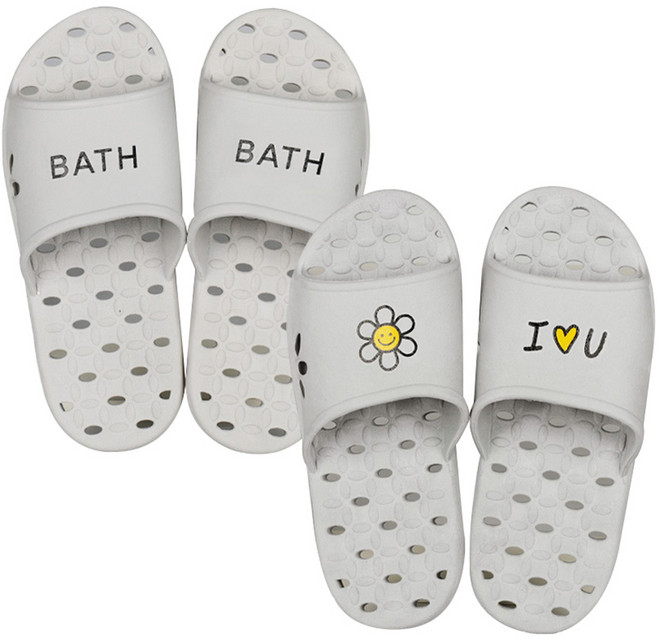 샤바스 스마일 앤 바스 미끄럼 방지 욕실화, 아이보리, 2개