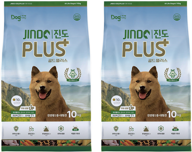 도그랑 전연령 강아지 진도 골드 플러스 대용량 건식사료, 닭, 10kg, 2개