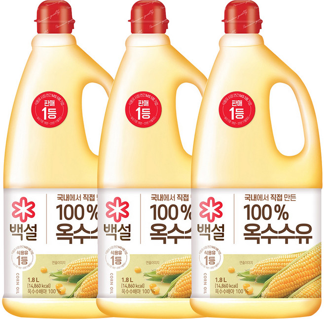 백설 옥수수유, 1.8L, 3개