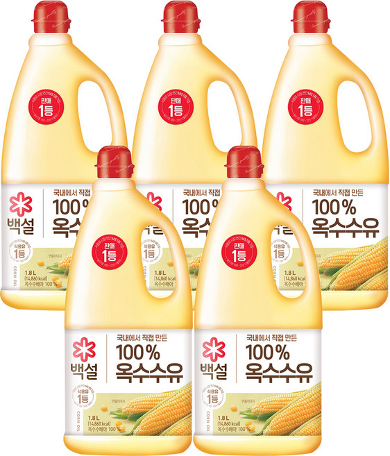 백설 옥수수유, 1.8L, 5개