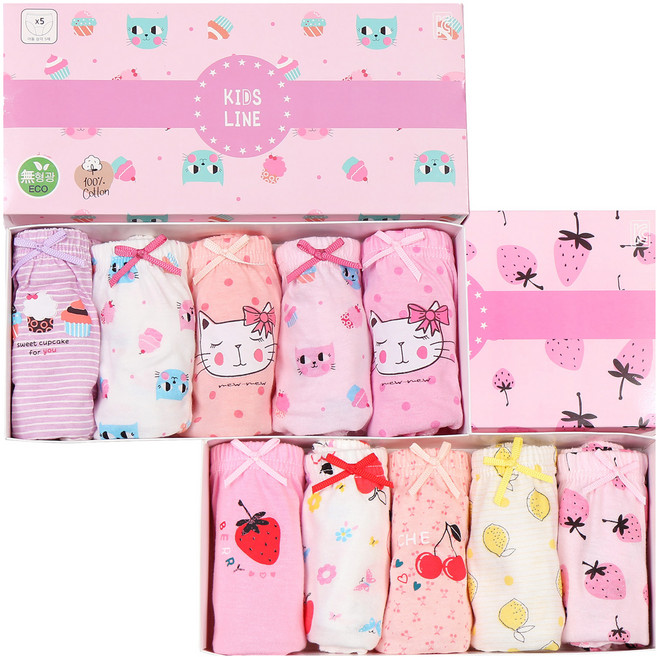 키즈라인 여아용 스위트 + 체리베리 순면 삼각 10매입