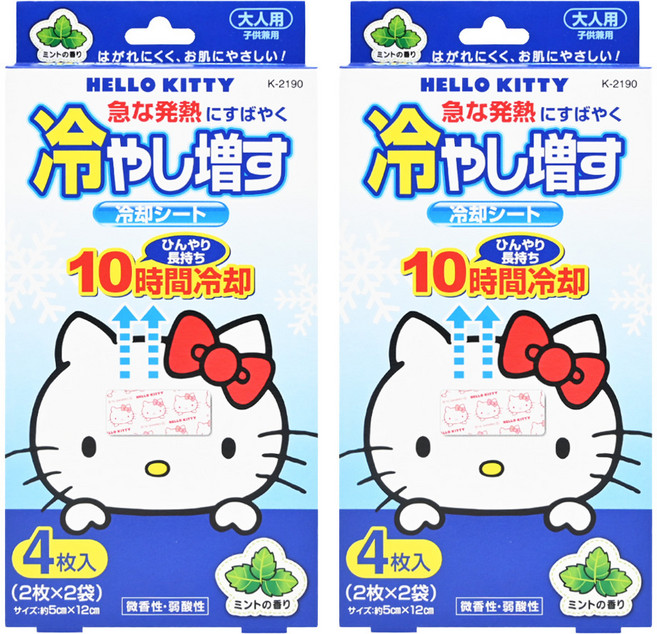 novopin Kitty退熱貼 5 x 12cm 薄荷, 4片, 2盒