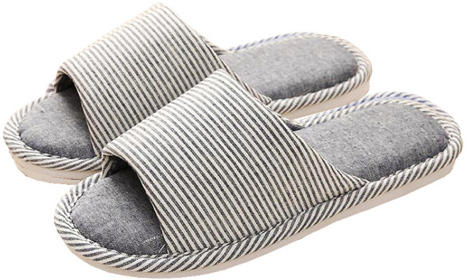 알럽홈 스트라이프 린넨 거실화, 그레이, 1개