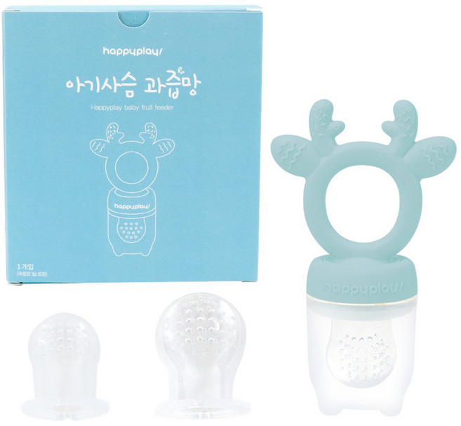 해피플레이 유아용 아기사슴 과즙망 본체+헤드캡+망S+M+L, 블루베리, 1세트