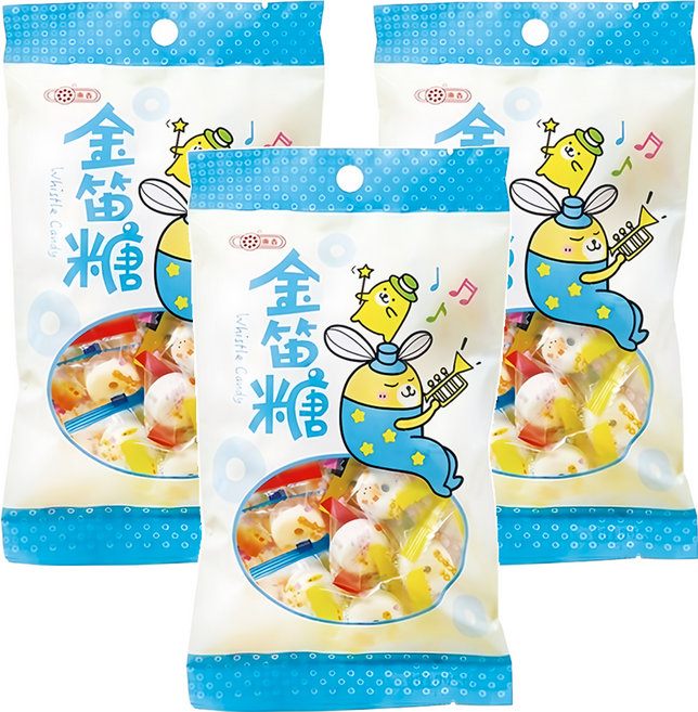 惠香食品 金笛糖 水蜜桃 懷舊口笛糖 能當口哨吹 小朋友的零嘴, 120g, 3袋