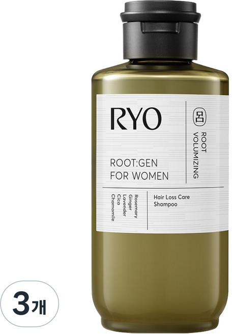 려 루트젠 여성 맞춤 탈모증상전문케어 샴푸 베르가못 앤 라벤더향, 242ml, 3개