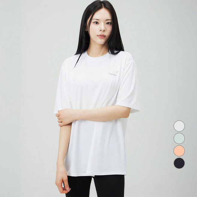 캐럿 여성용 오버핏 반팔 그래픽 래쉬가드