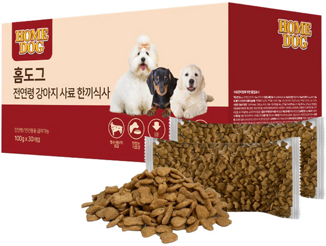 홈도그 전연령 강아지 한끼식사 건식사료, 곡물, 3kg, 1개
