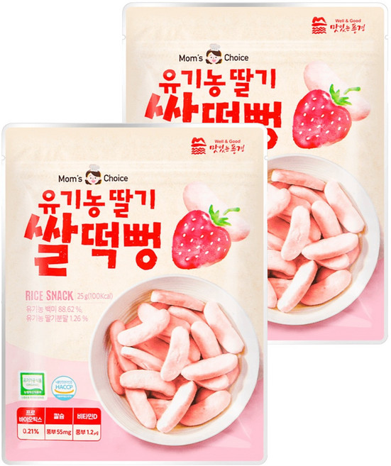 Well&Good 美味風景 米餅條, 2包, 25g, 草莓口味