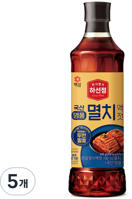 하선정 국산 명품 멸치액젓, 500g, 5개
