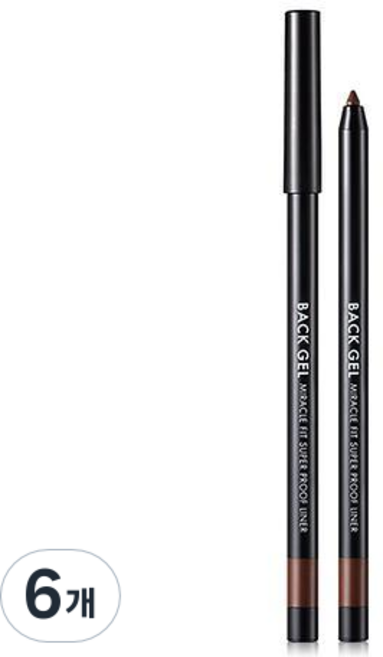 TONYMOLY 凝膠筆芯 奇蹟貼合 超防水眼線筆 0.5g, 01 純粹黑, 6個