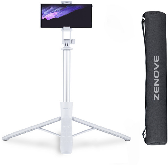 제노브 1.55m 슬림 블루투스 셀카 삼각대, ST1000, 화이트, 1개
