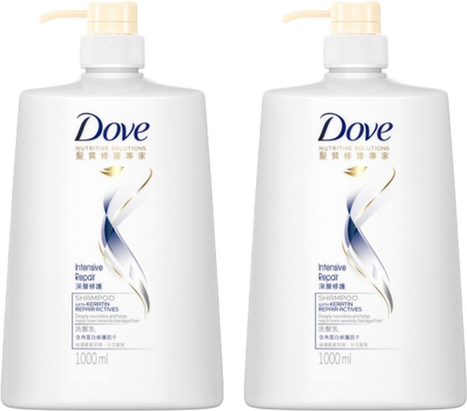 Dove 多芬 深層修護洗髮乳, 1000g, 2瓶