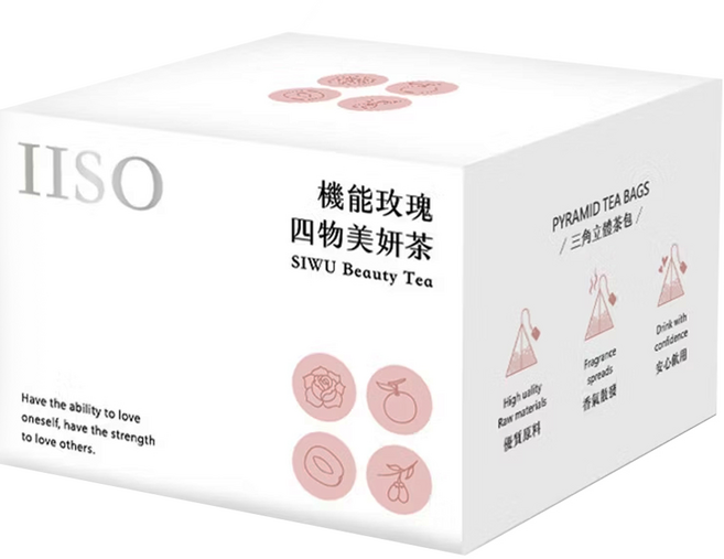 IISO 機能玫瑰四物美妍茶, 9.5g, 12包, 1盒