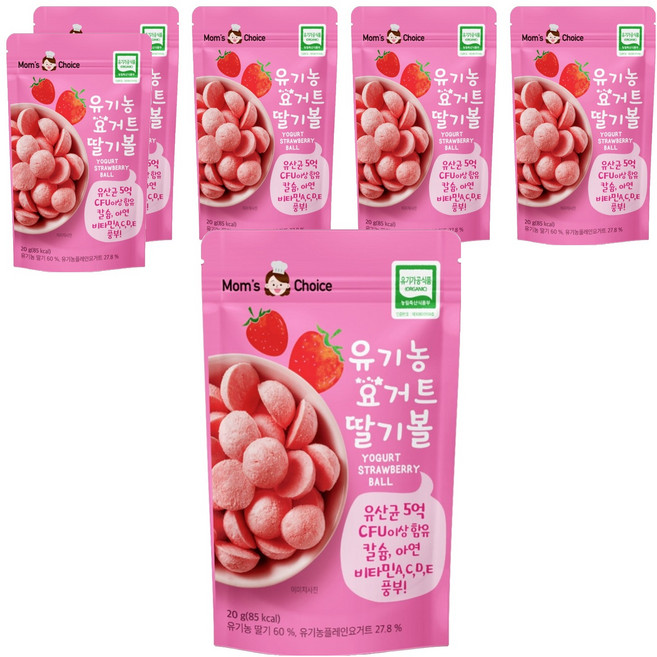 맛있는풍경 유기농 요거트 딸기볼, 딸기맛, 20g, 6개