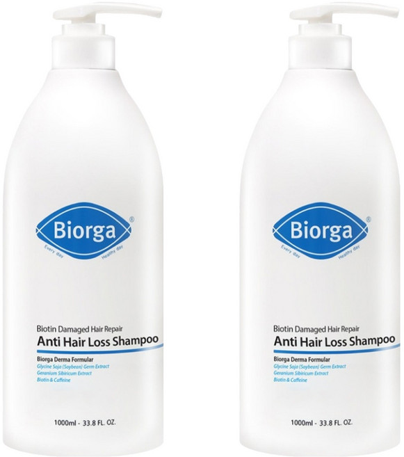 바이오가 바이오틴 손상모발개선 탈모완화 샴푸, 1L, 2개