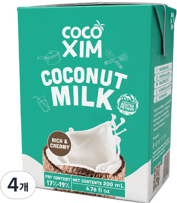COCO XIm 椰奶, 4個, 200ml