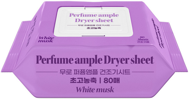 무로 퍼퓸앰플 건조기시트 화이트 머스크향, 80매입, 1개