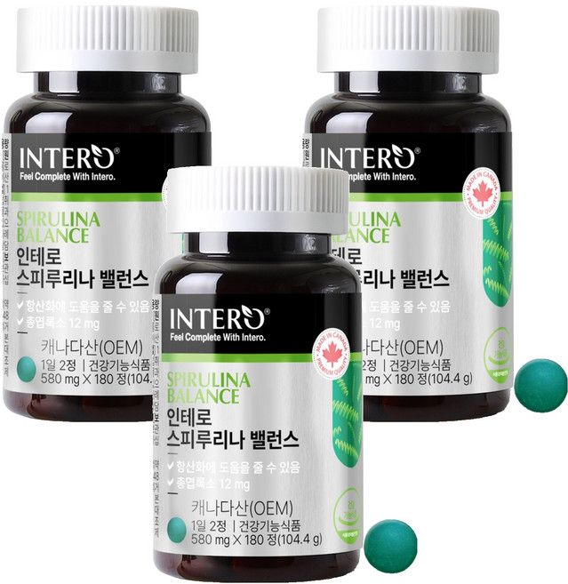 인테로 스피루리나 밸런스 104.4g, 180정, 3개
