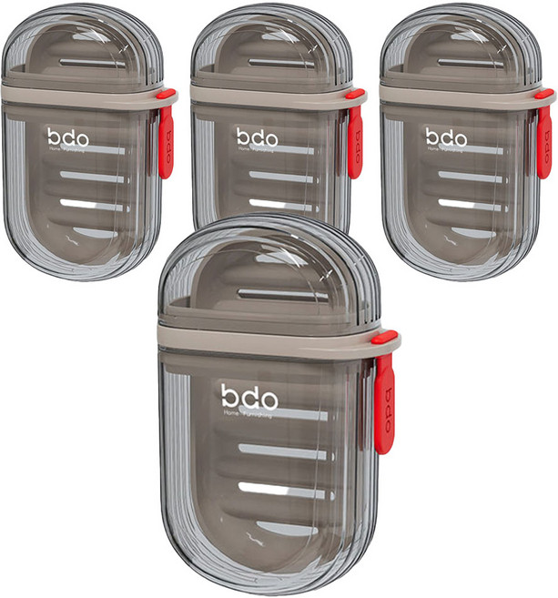 더자카 휴대용 라운드 여행 비누케이스, 반투명, 4개