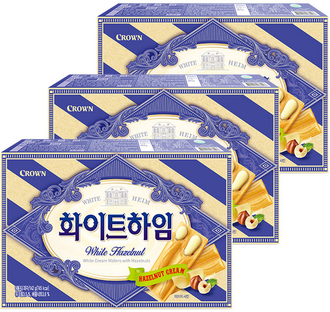CROWN 皇冠 HEIM 榛果奶油威化酥, 142g, 3盒