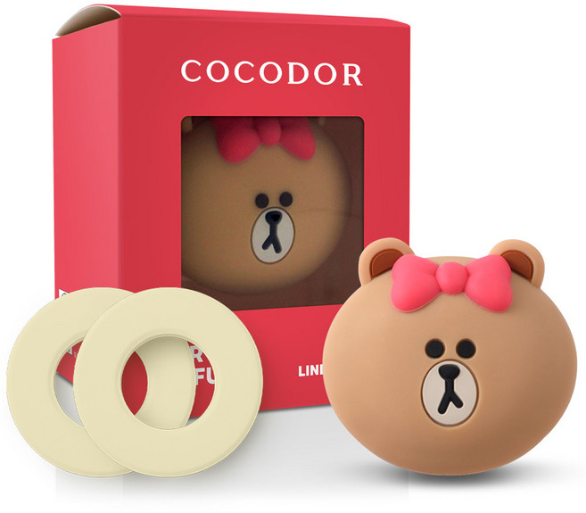 코코도르 라인프렌즈 차량용 방향제 통풍구형 세트, 1개, 초코 + 블랙체리