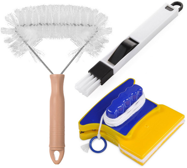 모나코올리브 방충망 청소솔 + 마그네틱 양면 창문청소기 + 창문틀 청소브러쉬 세트, 1세트