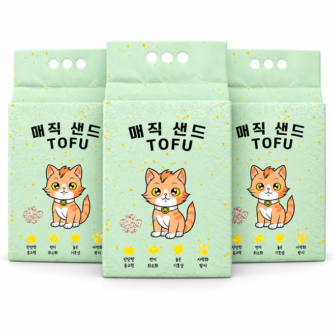 메디펫 매직 응고형 고양이 두부모래 가는입자, 10L, 3개, 녹차향