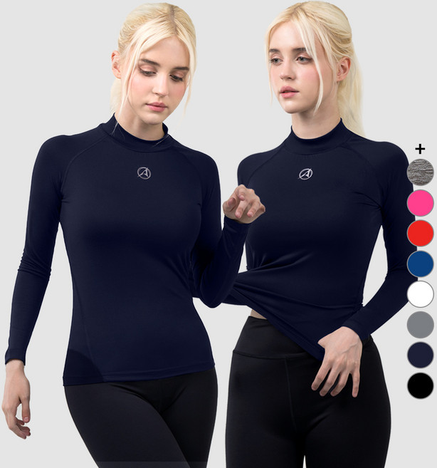 아르메데스 여성용 긴팔 터틀넥 쿨링 요가 등산 라이딩 트래킹 베이스레이어 언더레이어 상의 R-251 1+1 총 2매