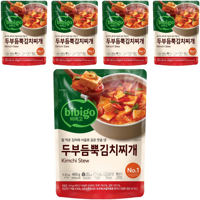 비비고 두부듬뿍 김치찌개, 460g, 5개