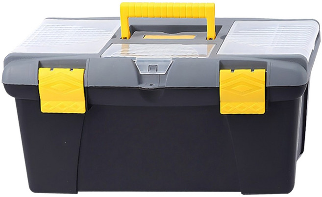 YOYOKI 專業用16吋強化雙層工具箱 黑色, 1個