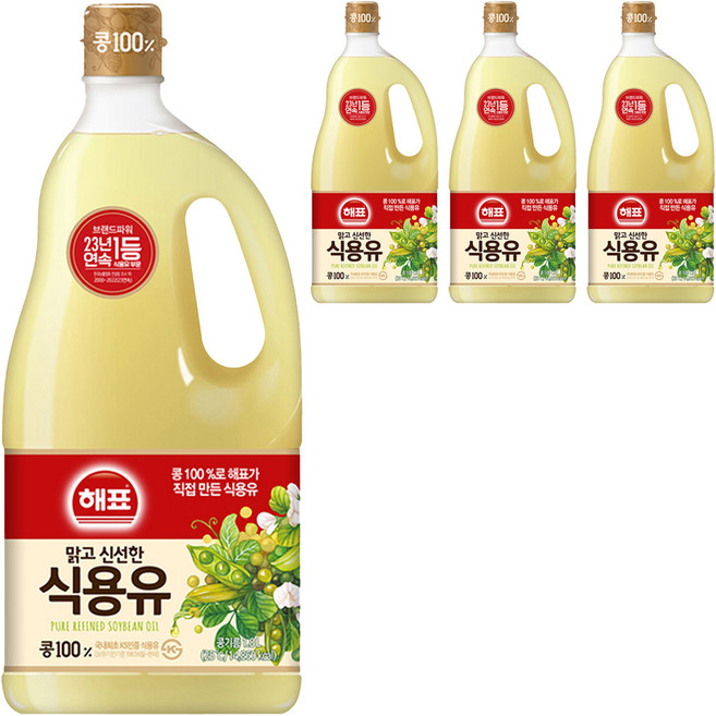 사조 해표 콩기름 식용유, 1.8L, 4개