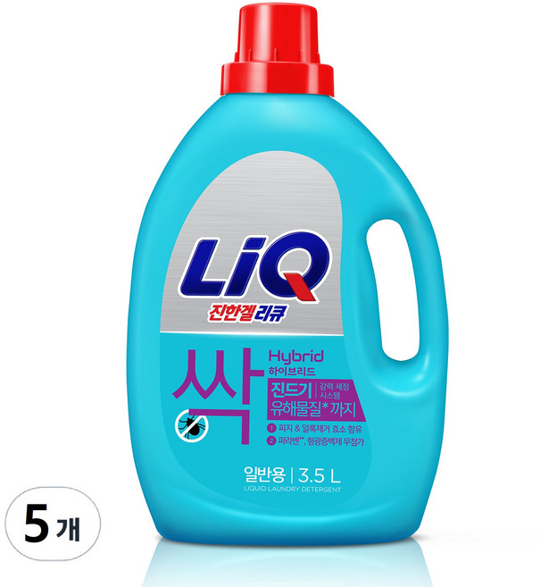 리큐 진한겔 하이브리드 액체세제 일반용 본품, 5개, 3.5L