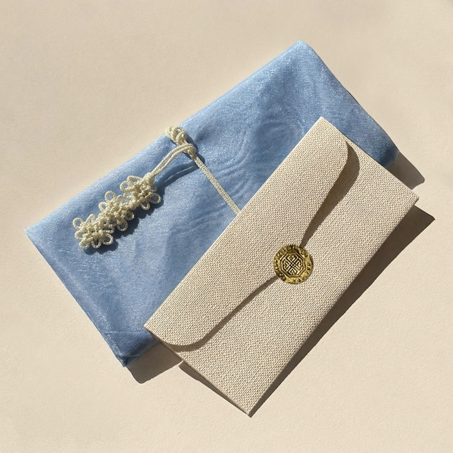 리드홈 병오년 건강 부모님 예단 고급 용돈봉투 + 보자기 + 메시지카드 세트, 연블루, 1세트