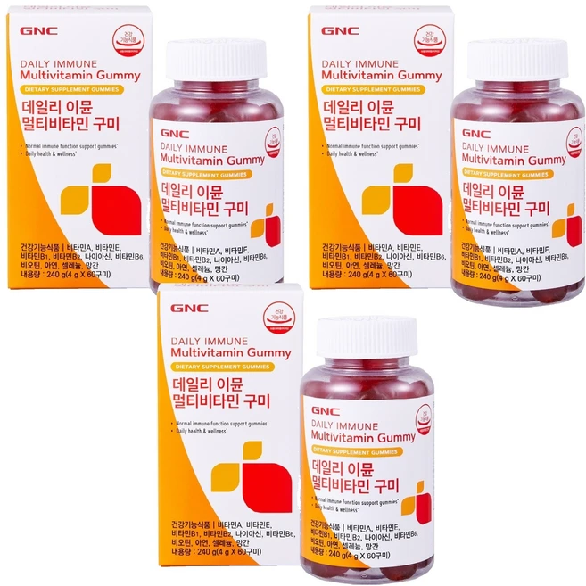 GNC 데일리 이뮨 멀티비타민 구미 60p, 60정, 3개 - 쿠팡
