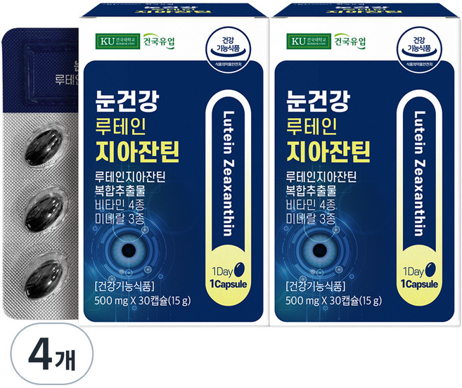 건국유업 눈건강 루테인 지아잔틴 15g, 30정, 4개