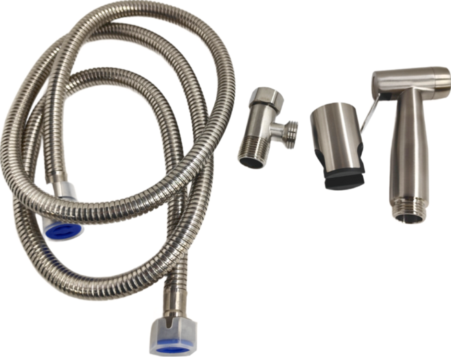 LEADER 麗達 多用途不繡鋼強力清潔沖洗全配組 搭圓柱掛座 ND101-15 445g, 不鏽鋼 銀色