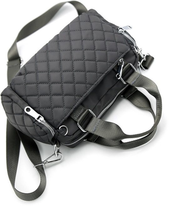 LULU 女款防水華夫格相機斜背包+配件 隨機出貨, 灰色