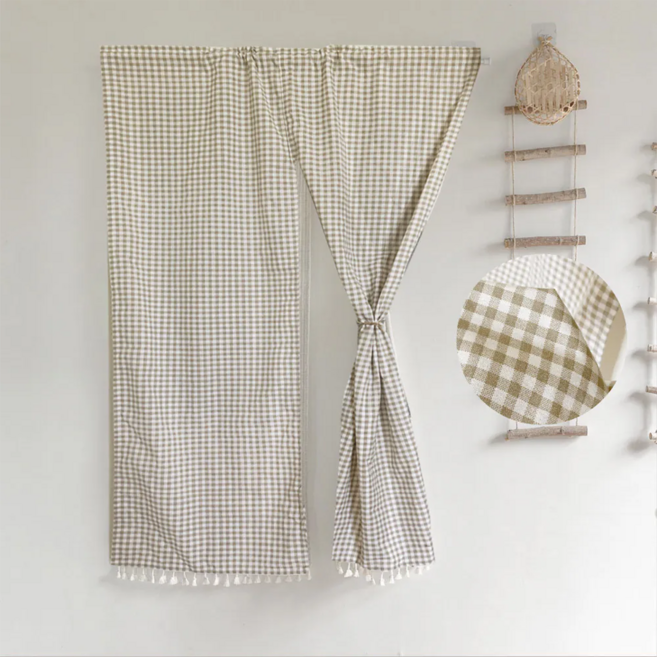 日系棉麻門簾 雙開, 鬆餅格格