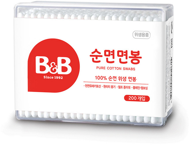 비앤비 순면 면봉, 200개입, 1개