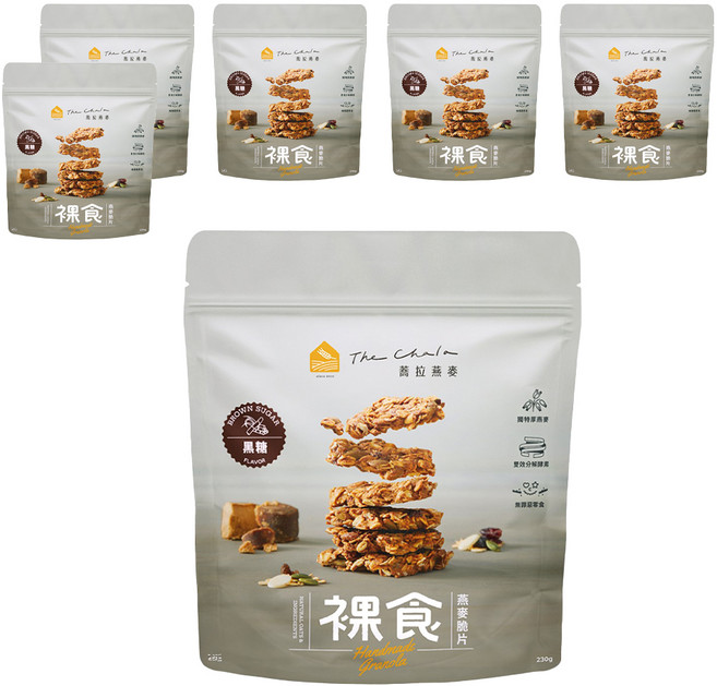 The Chala 蕎拉燕麥 裸食燕麥脆片 黑糖, 230g, 6包