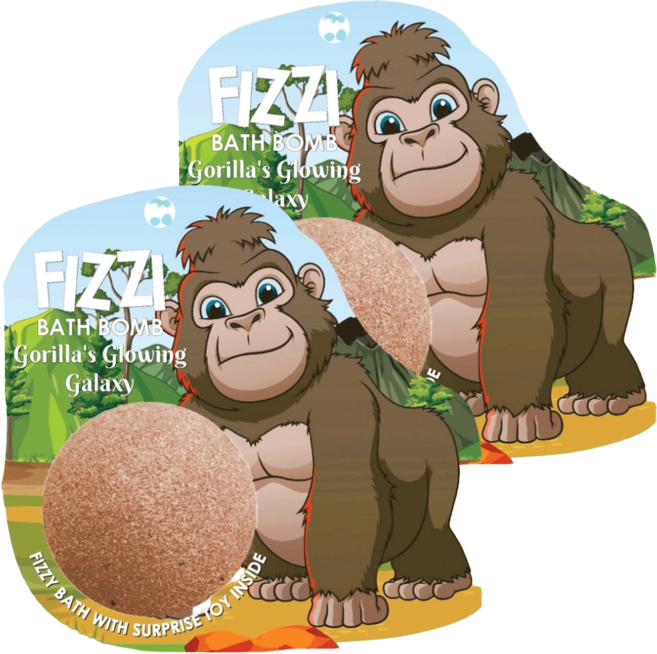 Saboo 台灣公司貨 泡沫沐浴球 GORILLA'S GLOWING GALAXY 大猩猩的發光星系 附驚喜小公仔 顏色隨機, 100g, 2顆