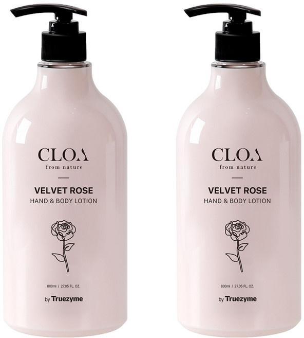 클로아 벨벳 로즈 핸드 & 바디 로션 트루자임, 800ml, 2개