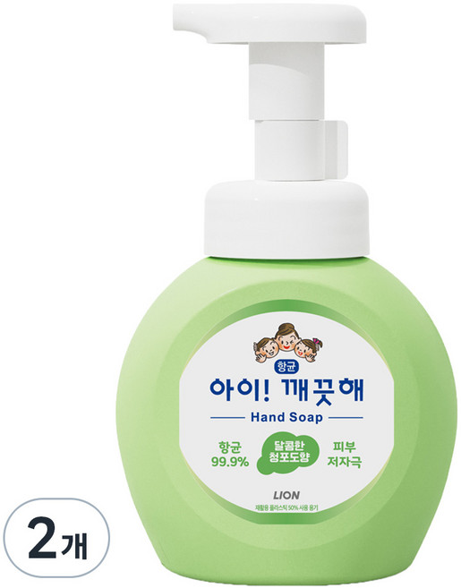아이깨끗해 항균 폼 핸드솝 청포도향, 250ml, 2개